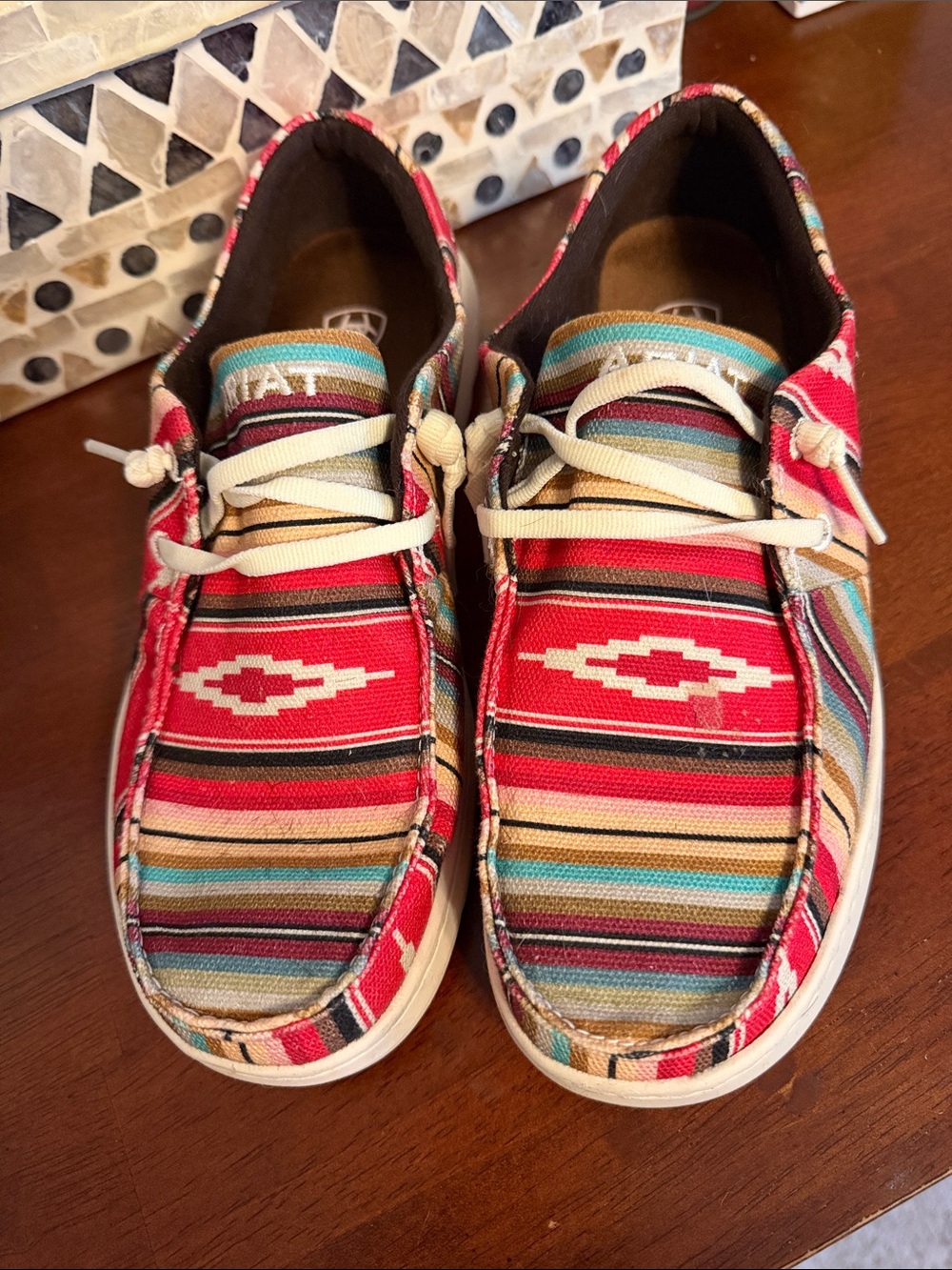 Ariat Striped Aztec Canvas Slip-On Sneakers - Red Multi